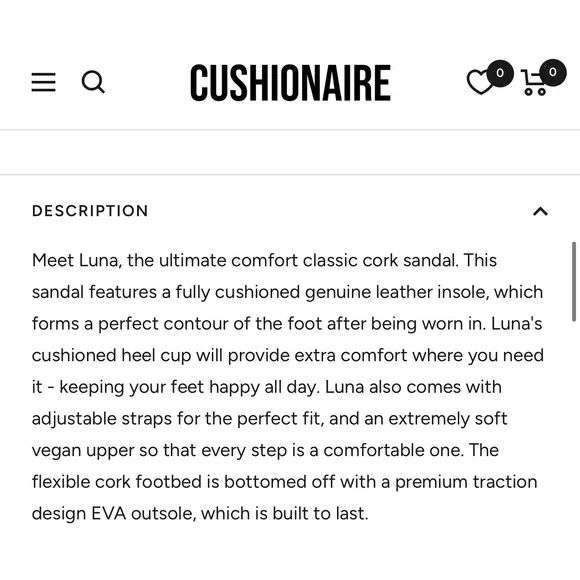 Cushionaire Luna Brown Vegan Suede Cork Footbed Sandal Womens 9.5M NEW - Picture 4 of 10